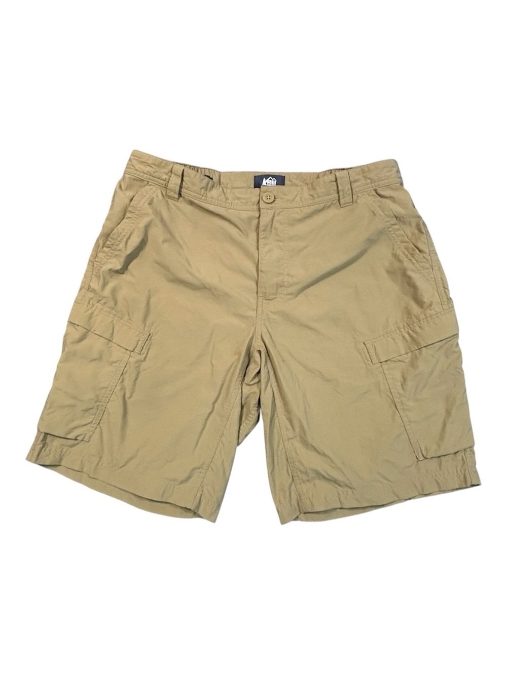 REI Co-op Men 36 Cargo Shorts Khaki Tan Nylon Relaxed Hiking Outdoors Camping 9"